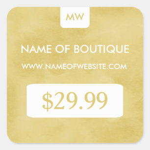 Pegatina Cuadrada Precios elegantes amarillos oscuros simples del