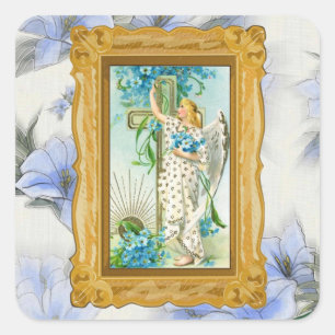 Pegatina Cuadrada Precioso olvídeme no ángel