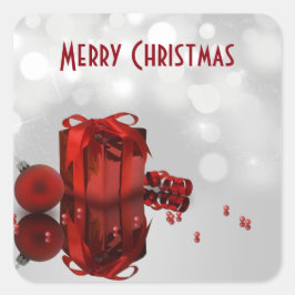 Pegatina Cuadrada Precioso Profesional de Navidad Presente