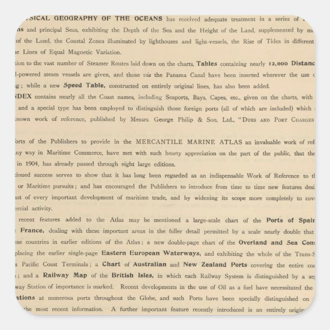 Pegatina Cuadrada Prefaciar nuevos atlas marinos mercantiles (Anverso)