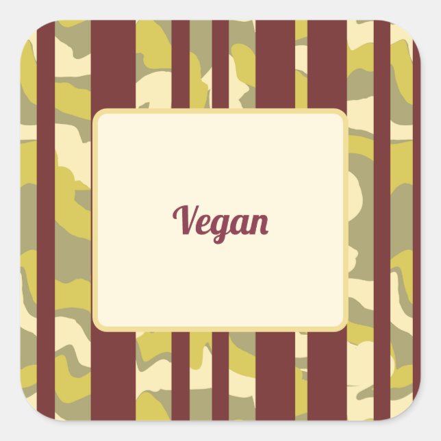 Pegatina Cuadrada Preferencia dietética vegana para comida de fiesta (Anverso)