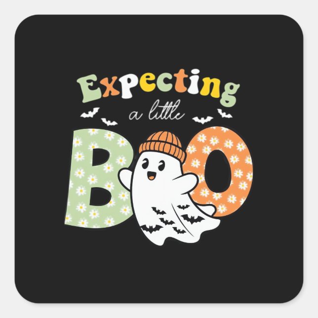 Pegatina Cuadrada Pregnant Mom To Be Little Boo Funny Halloween Desi (Anverso)