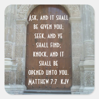 Pegatina Cuadrada Preguntar, buscar y llamar