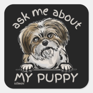 Pegatina Cuadrada PREGUNTARME ACERCA DE MI DIVERTIDO Y gracioso aman