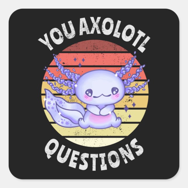 Pegatina Cuadrada Preguntas axolotl (Anverso)