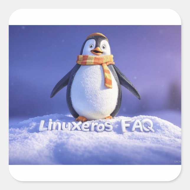 Pegatina Cuadrada Preguntas frecuentes de Linuxeros (Anverso)