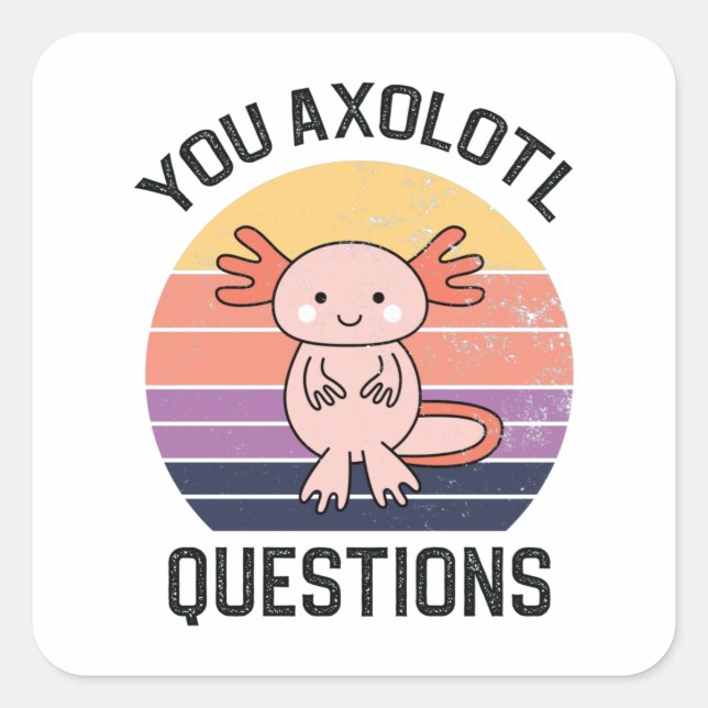 Pegatina Cuadrada Preguntas sobre Axolotl (Anverso)
