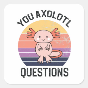 Pegatina Cuadrada Preguntas sobre Axolotl