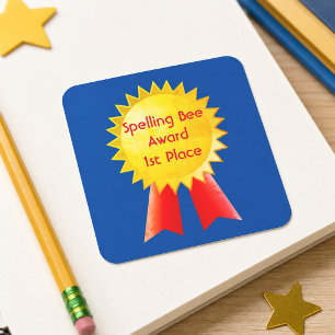 Pegatina Cuadrada Premio de Ortografía 1er Lugar para Educación en C