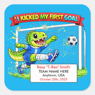 Pegatina Cuadrada Premio de Primer Gol de Fútbol Personalizado