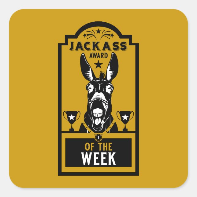 Pegatina Cuadrada Premio Jackass (Anverso)