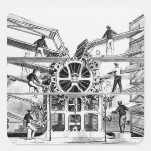 Pegatina Cuadrada Prensa del cilindro inventada por Richard marzo