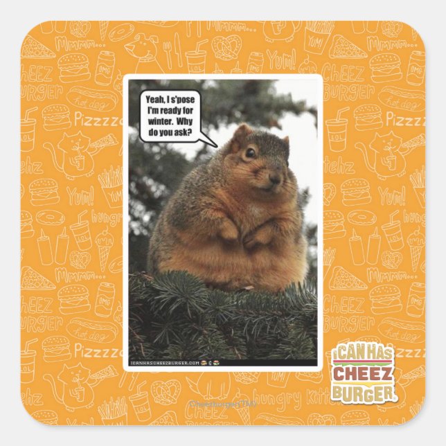 Pegatina Cuadrada Preparado para el invierno (Anverso)