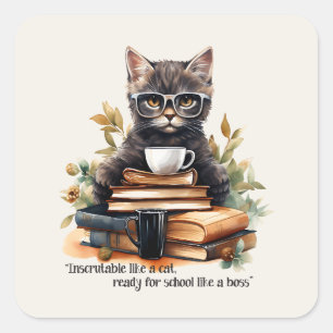 Pegatina Cuadrada Preparado Para La Escuela Como Un Jefe