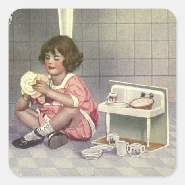 Pegatina Cuadrada Preparar platos (Anverso)