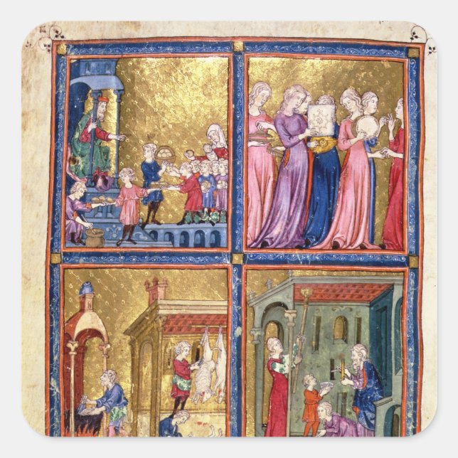 Pegatina Cuadrada Preparativos para la Pascua (Anverso)