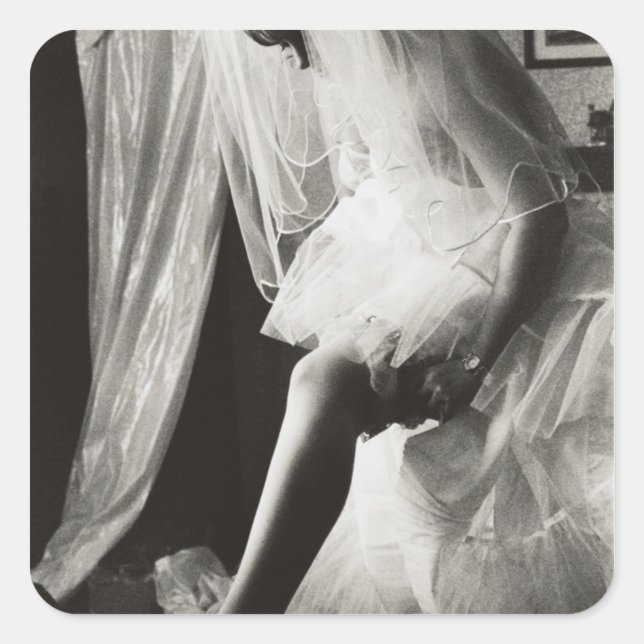 Pegatina Cuadrada <Preparing>por Kim Koza (Anverso)