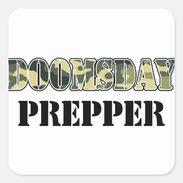 Pegatina Cuadrada Prepper de DoomsDay (Anverso)
