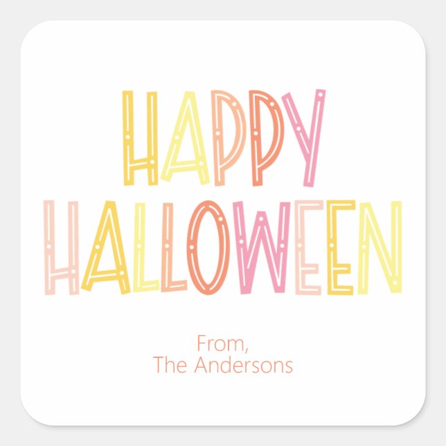 Pegatina Cuadrada Preppy Happy Halloween (Anverso)