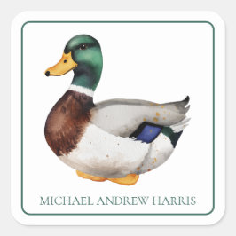 Pegatina Cuadrada Preppy Mallard Duck Personalizado
