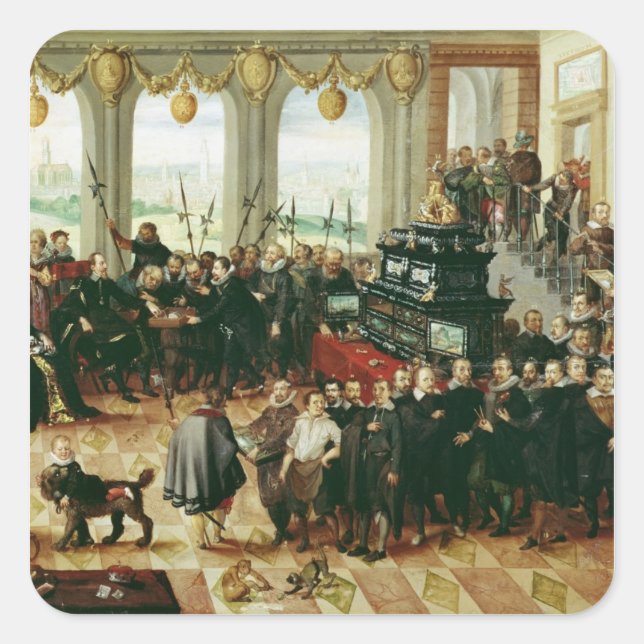 Pegatina Cuadrada Presentación a Duke Phillip II (Anverso)