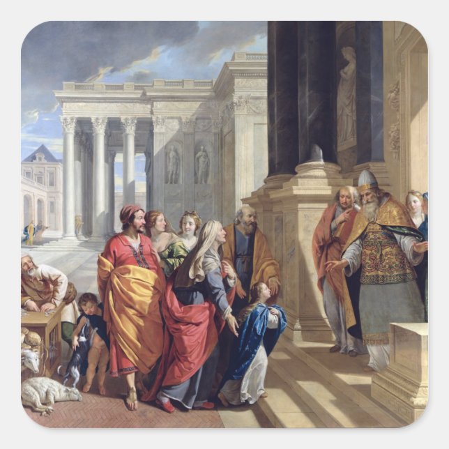 Pegatina Cuadrada Presentación de la Virgen en el Templo (Anverso)