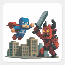 Pegatina Cuadrada Presentación de Superhéroe Skyblade