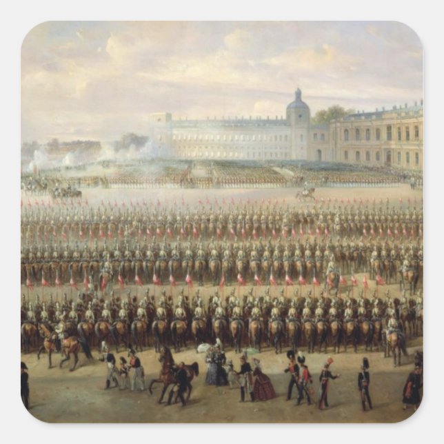 Pegatina Cuadrada Presentación del monumento a Paul I en Gatchina (Anverso)