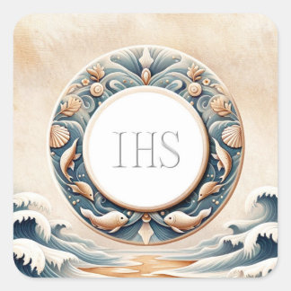 Pegatina Cuadrada Presentador de comunicación eucarística de estilo