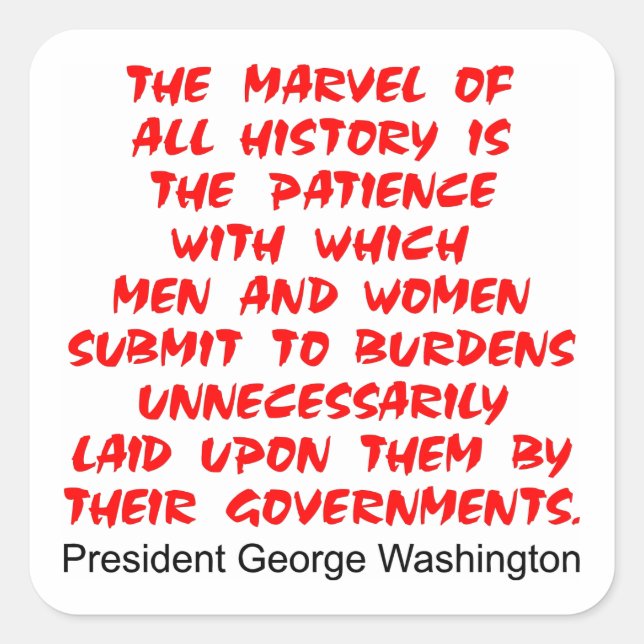 Pegatina Cuadrada Presentar A Las Cargas Que Les Impone El Gobierno (Anverso)