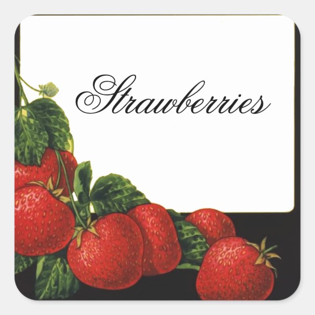 Pegatina Cuadrada Preservación STRAWBERRY, Jam, Canning (Anverso)