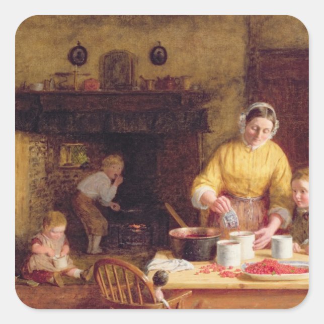 Pegatina Cuadrada Preservando la mermelada (Anverso)