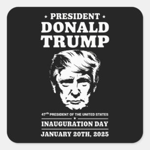 Pegatina Cuadrada Presidente 47 D J. Trump Inauguración Día 2025