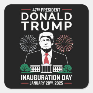 Pegatina Cuadrada Presidente 47 D J. Trump Inauguración Día 2025