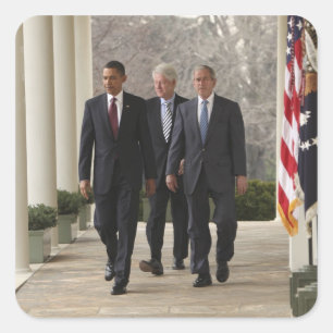 Pegatina Cuadrada Presidente Barack Obama y expresidentes