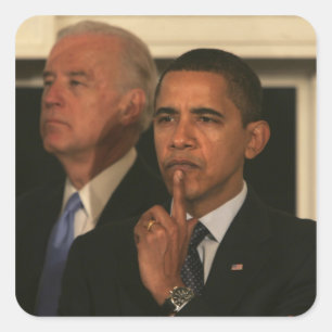 Pegatina Cuadrada Presidente Barack Obama y vicepresidente