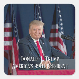 Pegatina Cuadrada Presidente Donald J. Trump Convocatoria De Rushmor