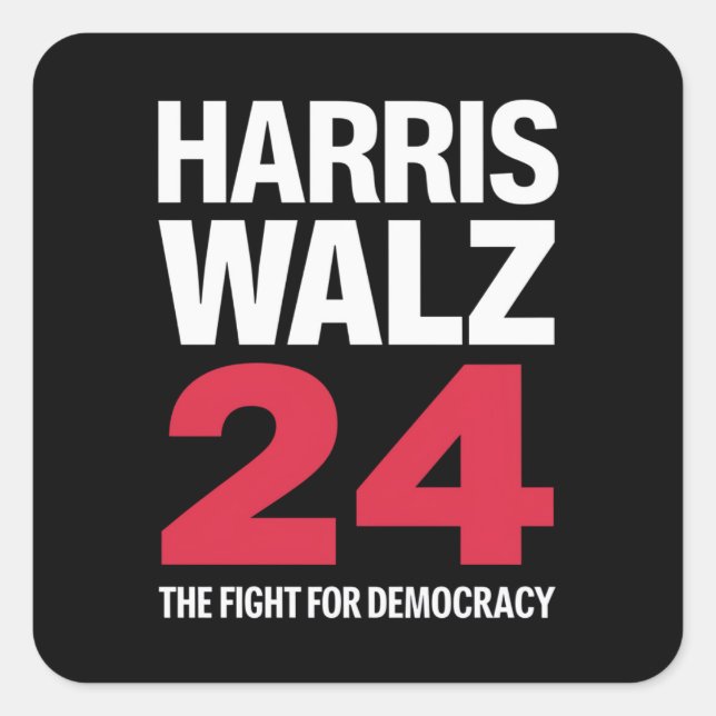 Pegatina Cuadrada Presidente Electo Kamala Harris y Tim Walz 2024 (Anverso)