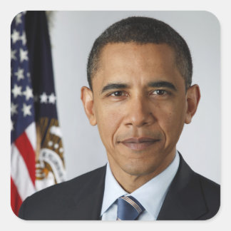Pegatina Cuadrada Presidente estadounidense Barack Obama en la Casa 