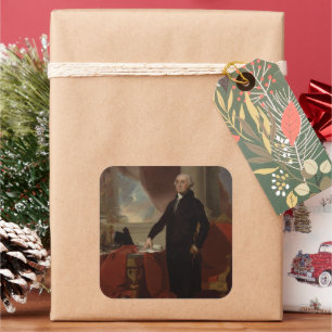 Pegatina Cuadrada Presidente estadounidense George Washington Lansdo