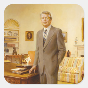 Pegatina Cuadrada Presidente estadounidense James Earl Carter Oficin