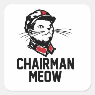 Pegatina Cuadrada Presidente Meow (Mao) Design