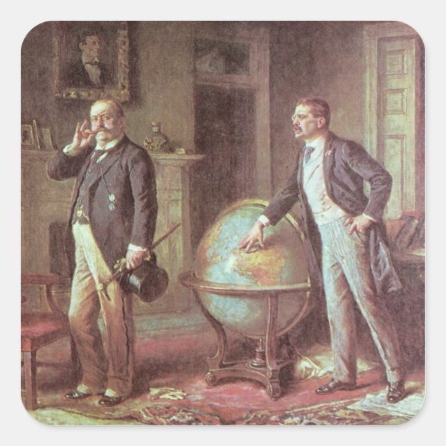 Pegatina Cuadrada Presidente Theodore Roosevelt (Anverso)