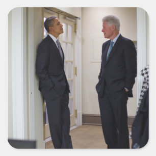 Pegatina Cuadrada Presidentes Barack Obama y Bill Clinton