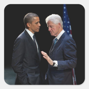 Pegatina Cuadrada Presidentes Barack Obama y Bill Clinton