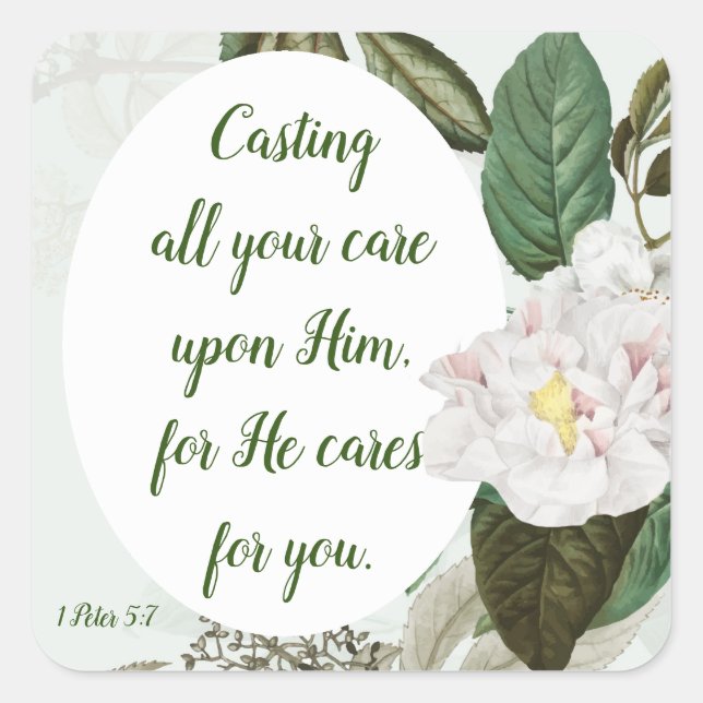 Pegatina Cuadrada Presta tus cuidados, ansiedad, preocupación Inspir (Anverso)