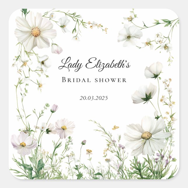 Pegatina Cuadrada Presupuesto Flores Moradas Baño Nupcial Bridgerton (Anverso)