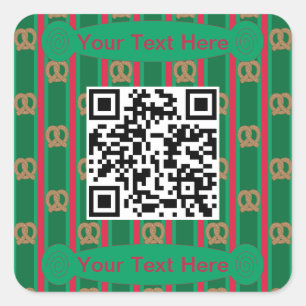 Pegatina Cuadrada Pretzel QR divertido y elegante