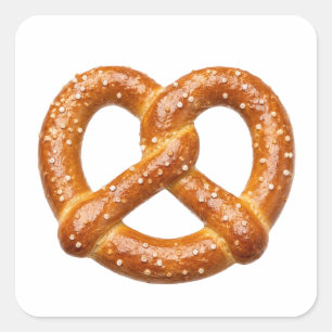 Pegatina Cuadrada Pretzel Salado Dorado Con Textura