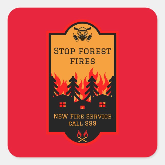 Pegatina Cuadrada Prevención de incendios forestales (Anverso)